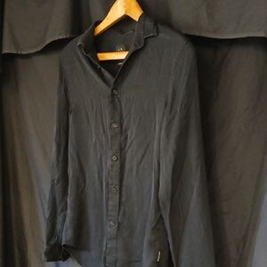 A/X Armani Exchange Black Long-Sleeve Button-Down Shirt Sz Small